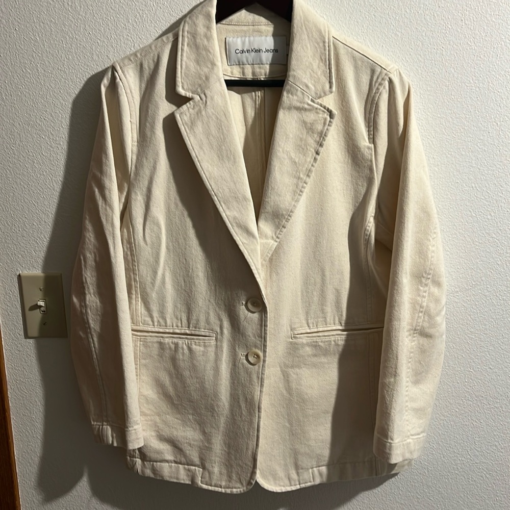 Calvin Klein Jeans Cream Single-Breasted Blazer